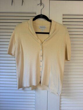 Vintage Casual Corner Annex Cream Knit Button Top — Size Medium